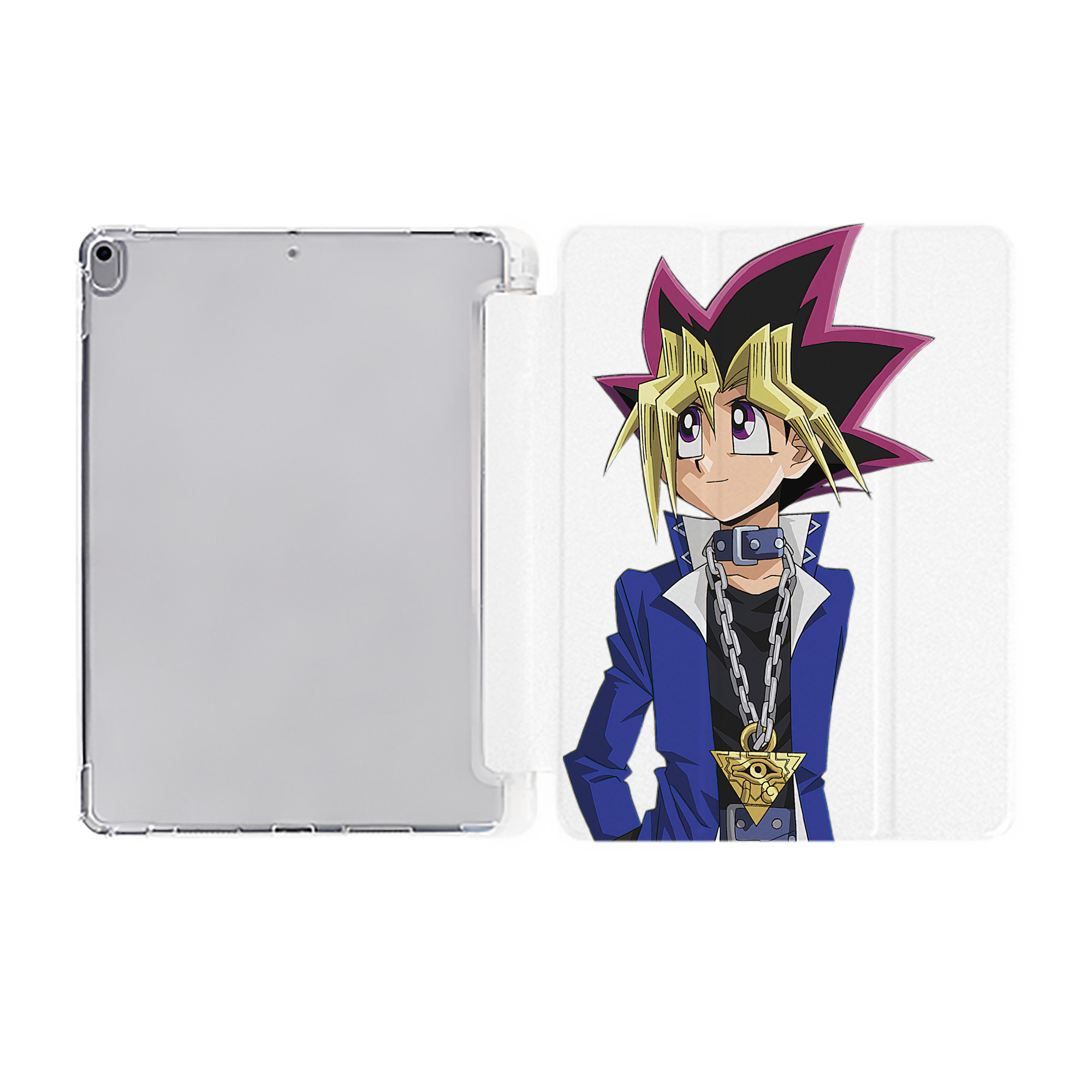 （画像用） 遊☆戯☆王 Yu-Gi-Oh! IPad ケース ペン収納付き 三つ折りスタンド PUレザー×シリコン 対応機種9.5/10.5/10.9インチ
